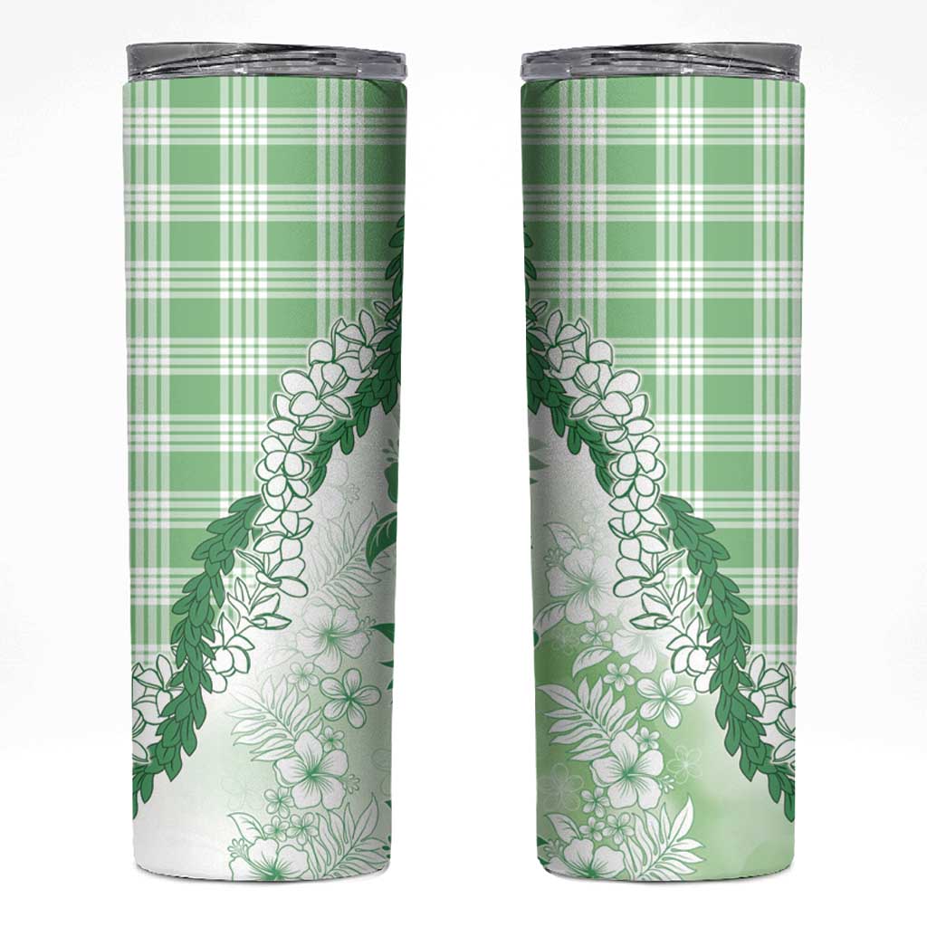 Aloha Hawaii Palaka Skinny Tumbler Green Plumeria Lei LT05 Green - Polynesian Pride
