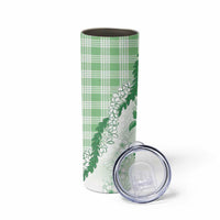 Aloha Hawaii Palaka Skinny Tumbler Green Plumeria Lei LT05 - Polynesian Pride