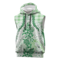 Aloha Hawaii Palaka Sleeveless Hoodie Green Plumeria Lei LT05 Green - Polynesian Pride