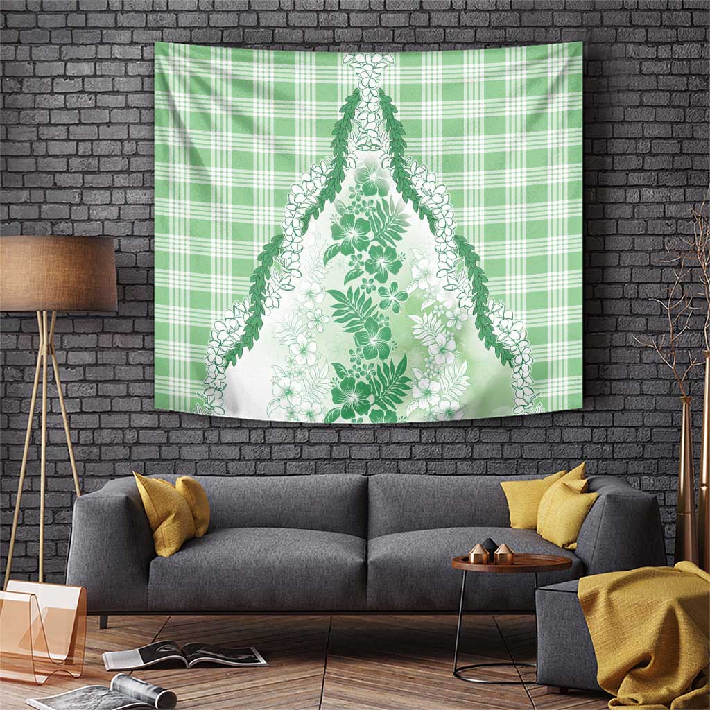 Aloha Hawaii Palaka Tapestry Green Plumeria Lei LT05 Green - Polynesian Pride