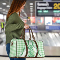 Aloha Hawaii Palaka Travel Bag Green Plumeria Lei - Polynesian Pride
