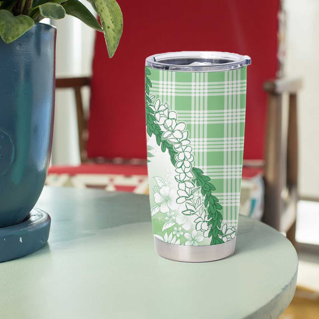 Aloha Hawaii Palaka Tumbler Cup Green Plumeria Lei - Polynesian Pride