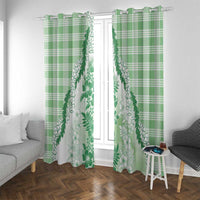Aloha Hawaii Palaka Window Curtain Green Plumeria Lei - Polynesian Pride