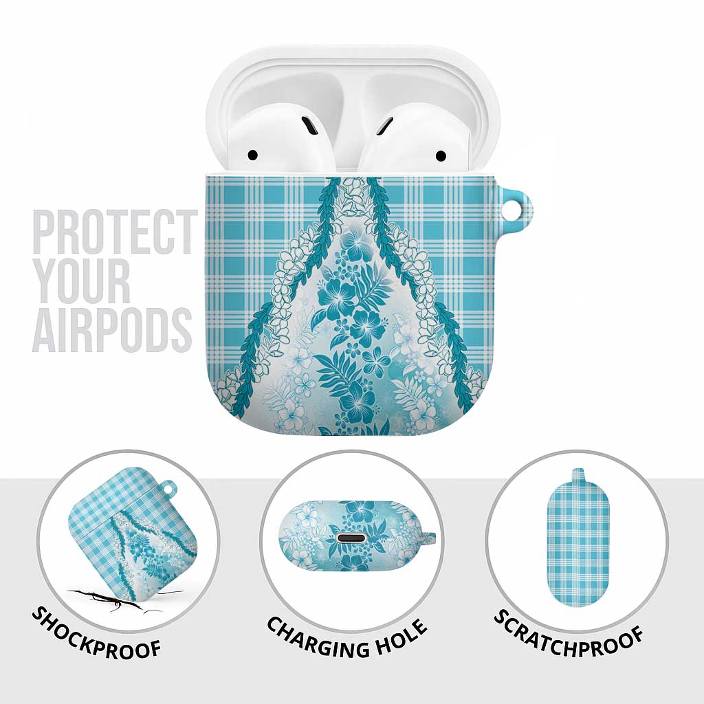 Aloha Hawaii Palaka AirPods Case Blue Plumeria Lei - Polynesian Pride