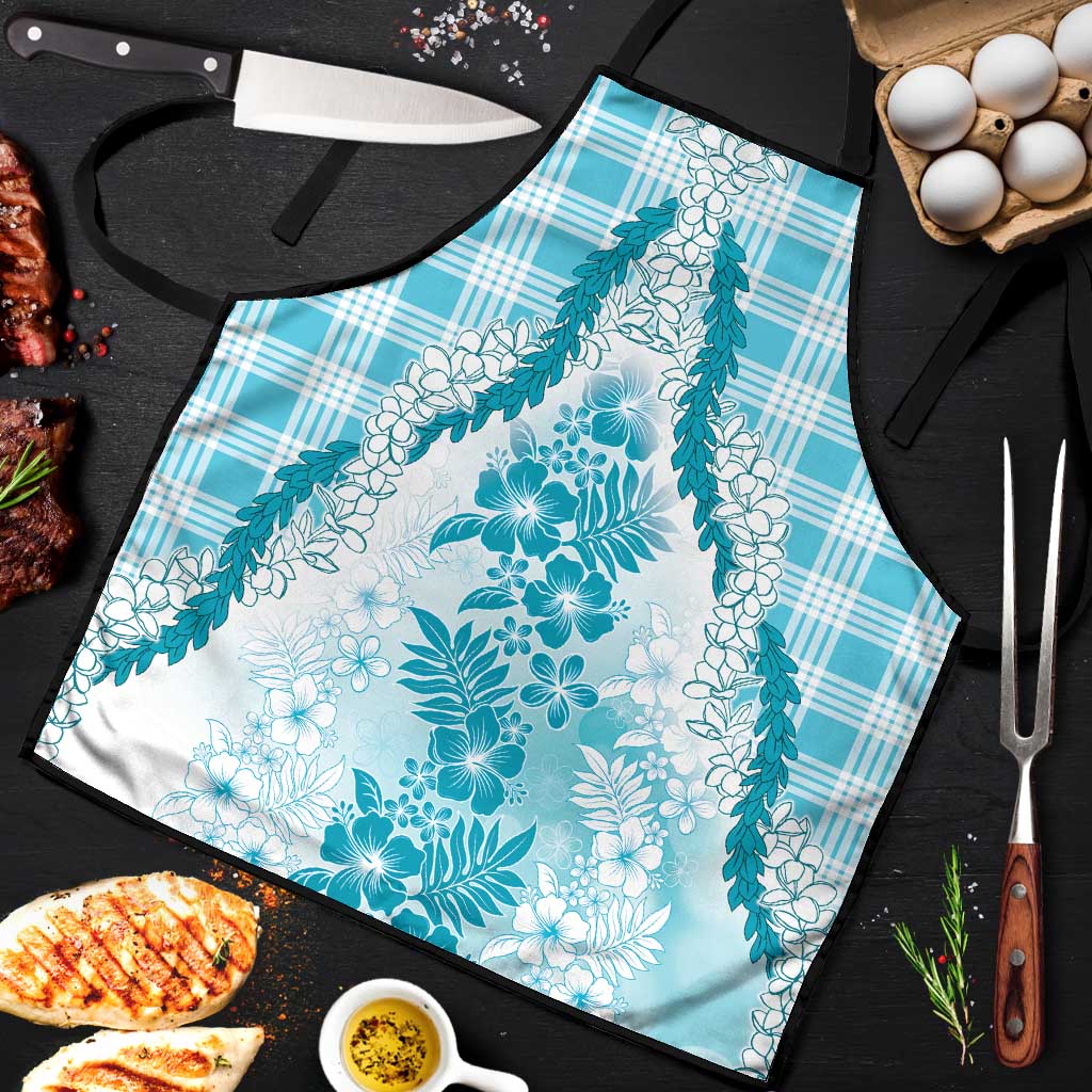 Aloha Hawaii Palaka Apron Blue Plumeria Lei - Polynesian Pride