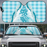 Aloha Hawaii Palaka Auto Sun Shade Blue Plumeria Lei LT05 Blue - Polynesian Pride