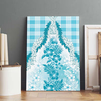 Aloha Hawaii Palaka Canvas Wall Art Blue Plumeria Lei LT05 - Polynesian Pride