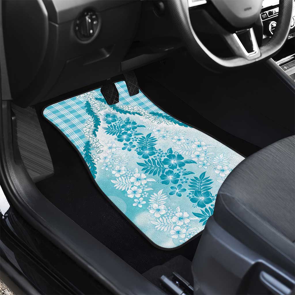 Aloha Hawaii Palaka Car Mats Blue Plumeria Lei LT05 - Polynesian Pride
