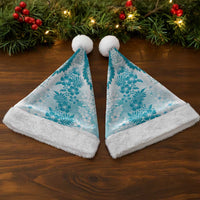 Aloha Hawaii Palaka Christmas Santa Hat Blue Plumeria Lei - Polynesian Pride