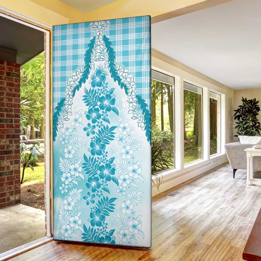 Aloha Hawaii Palaka Door Cover Blue Plumeria Lei - Polynesian Pride