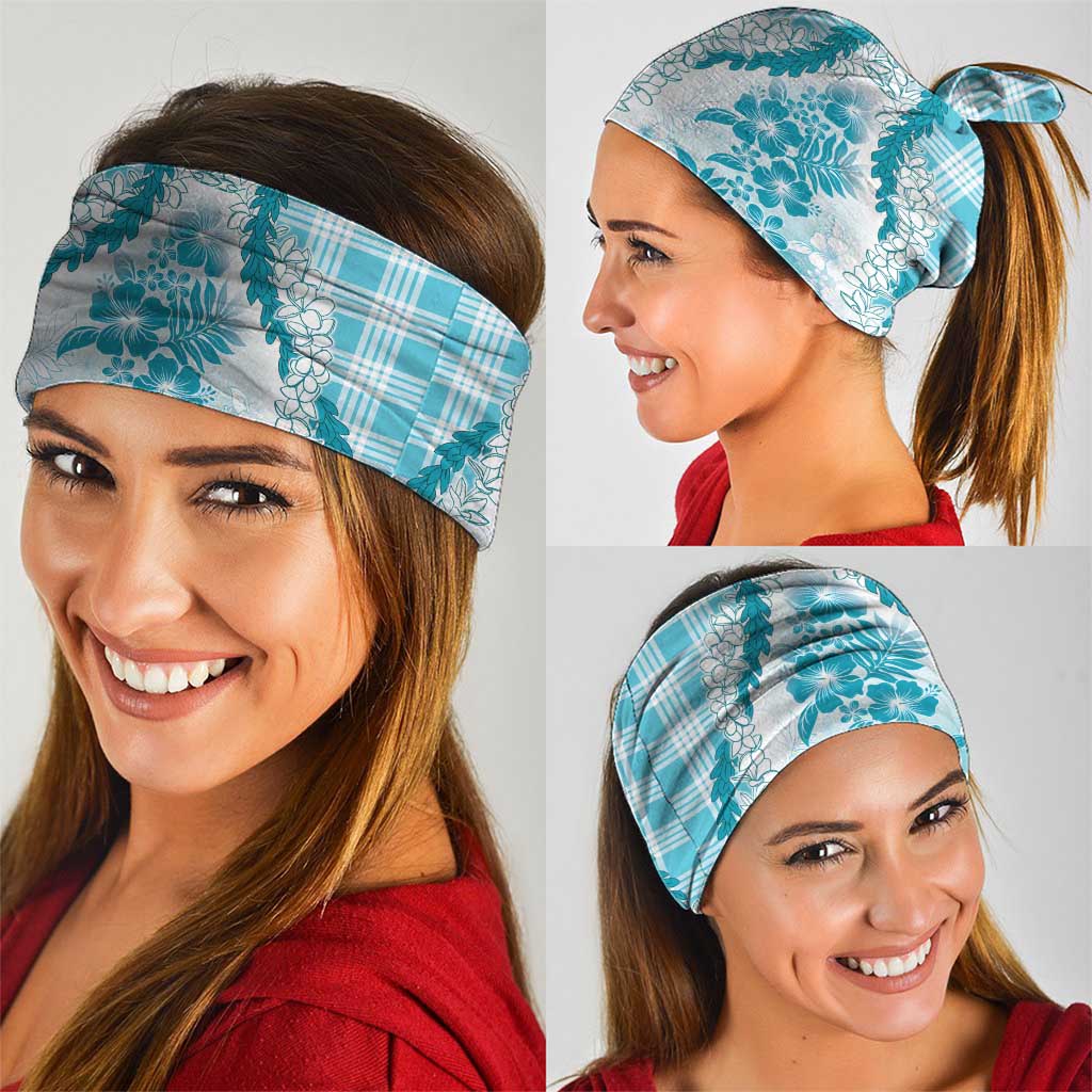 Aloha Hawaii Palaka Neck Gaiter Blue Plumeria Lei - Polynesian Pride