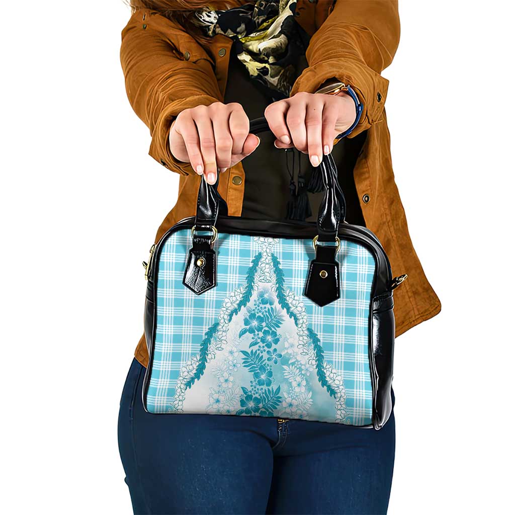 Aloha Hawaii Palaka Shoulder Handbag Blue Plumeria Lei - Polynesian Pride