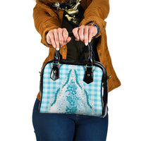 Aloha Hawaii Palaka Shoulder Handbag Blue Plumeria Lei - Polynesian Pride