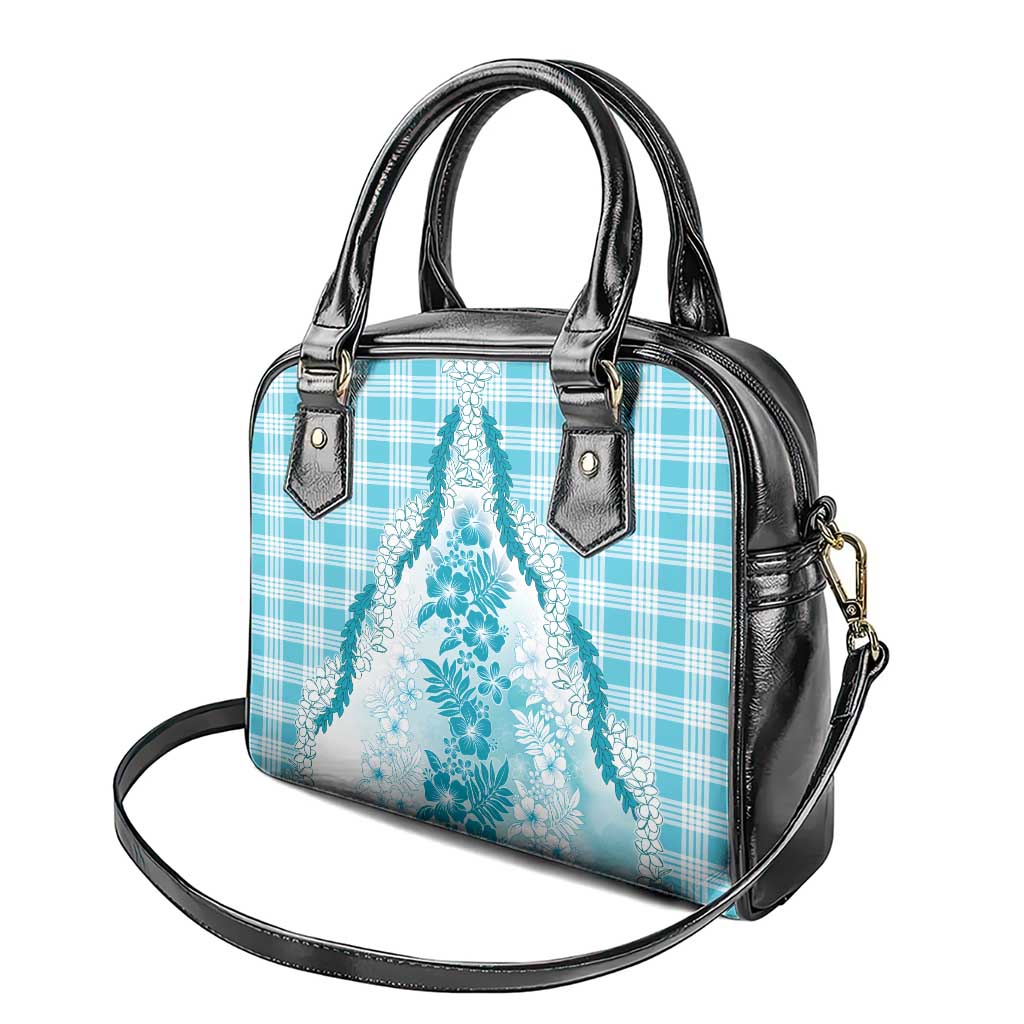 Aloha Hawaii Palaka Shoulder Handbag Blue Plumeria Lei - Polynesian Pride
