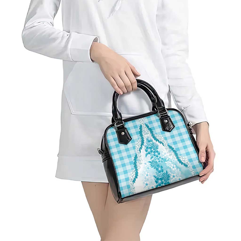 Aloha Hawaii Palaka Shoulder Handbag Blue Plumeria Lei - Polynesian Pride