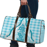 Aloha Hawaii Palaka Travel Bag Blue Plumeria Lei - Polynesian Pride
