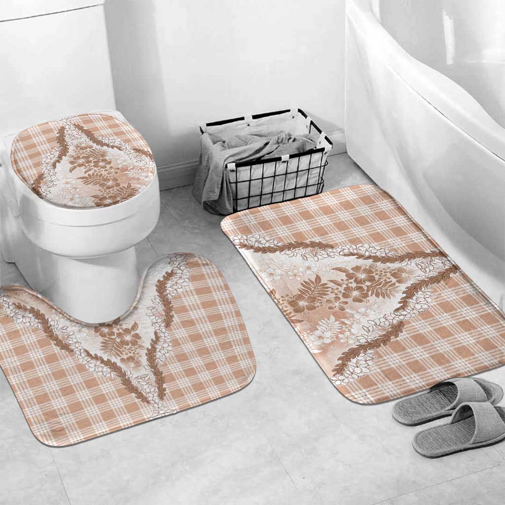 Aloha Hawaii Palaka Bathroom Set Beige Plumeria Lei - Polynesian Pride
