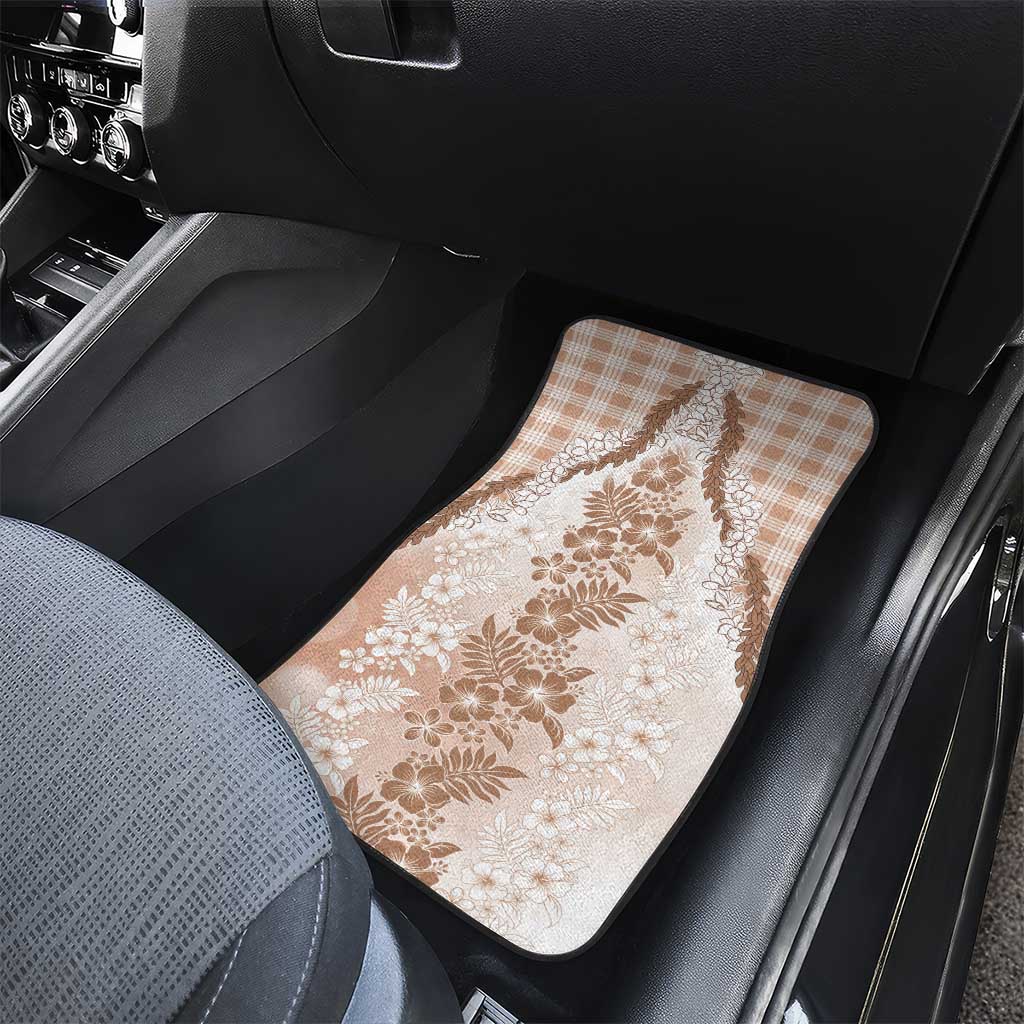 Aloha Hawaii Palaka Car Mats Beige Plumeria Lei - Polynesian Pride