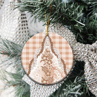Aloha Hawaii Palaka Ceramic Ornament Beige Plumeria Lei - Polynesian Pride