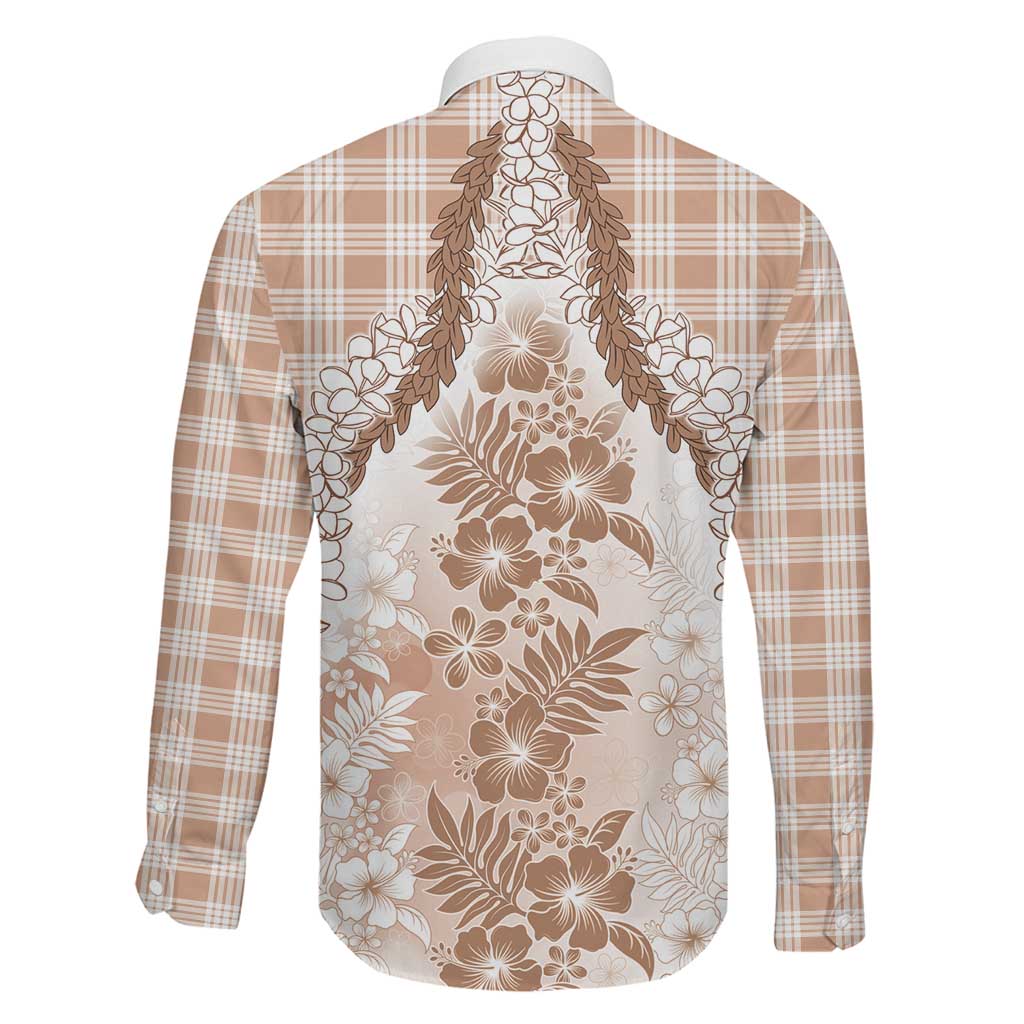 Aloha Hawaii Palaka Family Matching Short Sleeve Bodycon Dress and Hawaiian Shirt Beige Plumeria Lei LT05 - Polynesian Pride