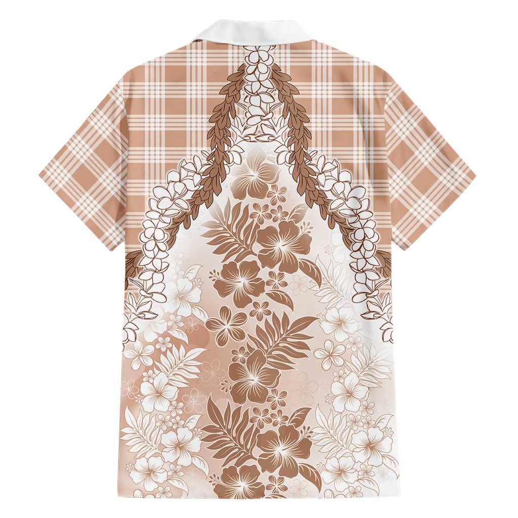 Aloha Hawaii Palaka Family Matching Summer Maxi Dress and Hawaiian Shirt Beige Plumeria Lei LT05 - Polynesian Pride