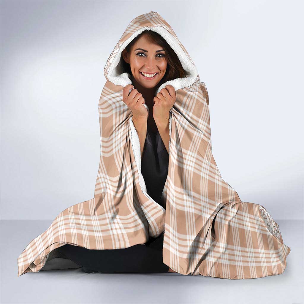 Aloha Hawaii Palaka Hooded Blanket Beige Plumeria Lei - Polynesian Pride