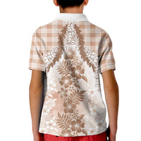 Aloha Hawaii Palaka Kid Polo Shirt Beige Plumeria Lei LT05 - Polynesian Pride