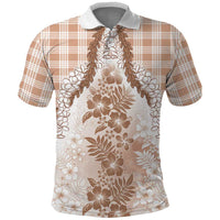 Aloha Hawaii Palaka Polo Shirt Beige Plumeria Lei - Polynesian Pride