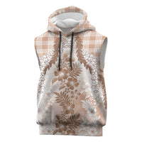Aloha Hawaii Palaka Sleeveless Hoodie Beige Plumeria Lei LT05 Beige - Polynesian Pride