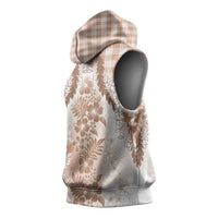 Aloha Hawaii Palaka Sleeveless Hoodie Beige Plumeria Lei LT05 - Polynesian Pride