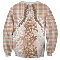 Aloha Hawaii Palaka Sweatshirt Beige Plumeria Lei - Polynesian Pride