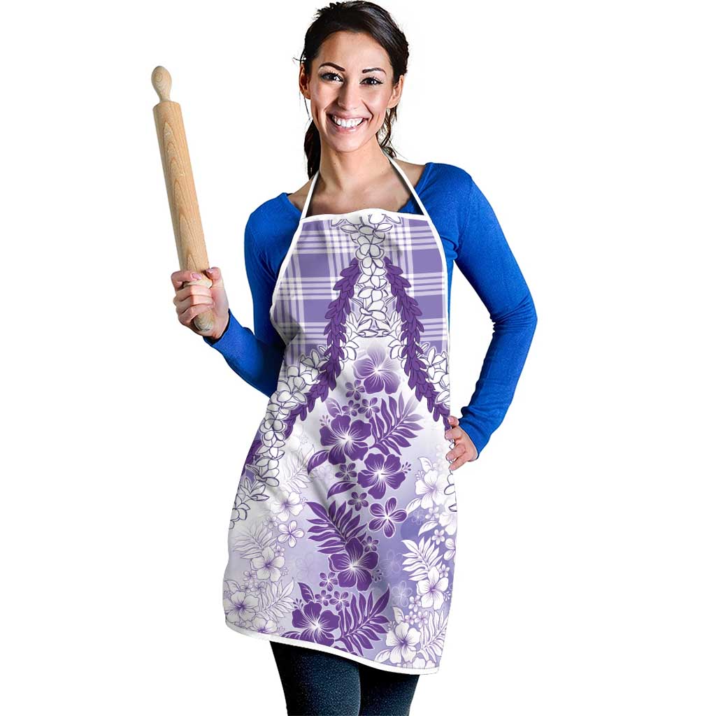 Aloha Hawaii Palaka Apron Purple Plumeria Lei LT05 - Polynesian Pride