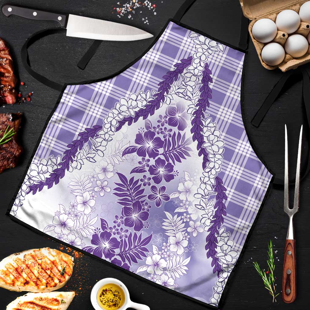 Aloha Hawaii Palaka Apron Purple Plumeria Lei LT05 Purple - Polynesian Pride