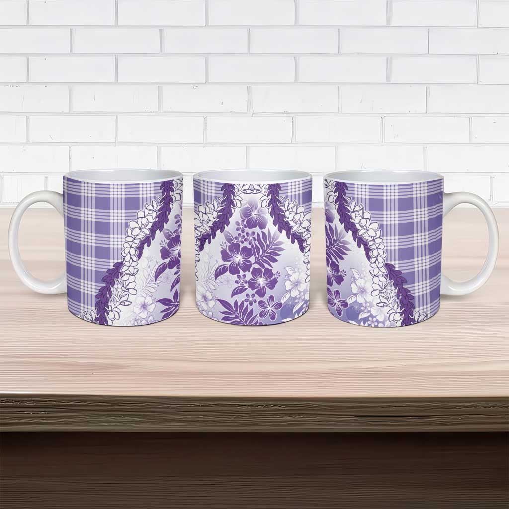 Aloha Hawaii Palaka Ceramic Mug Purple Plumeria Lei - Polynesian Pride