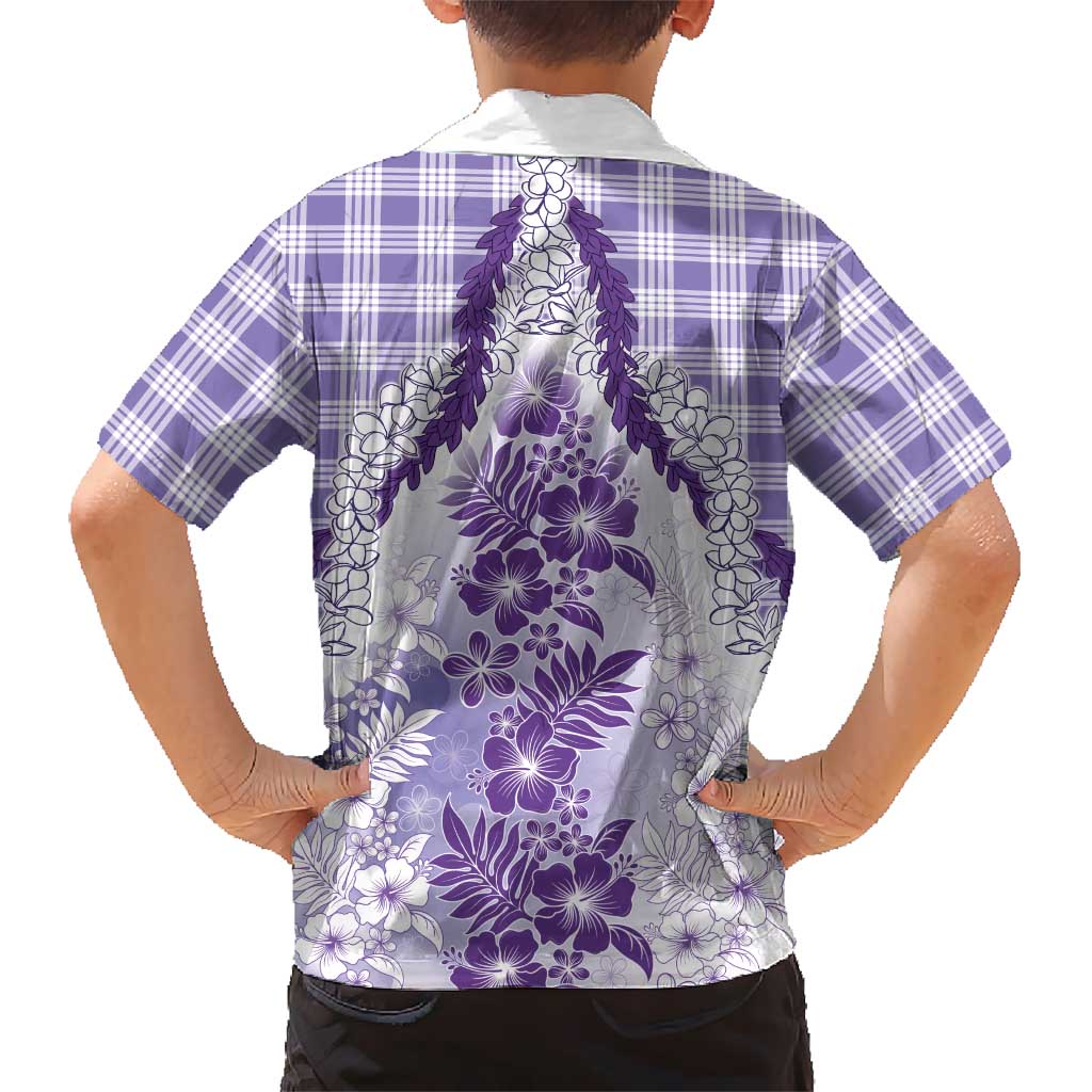Aloha Hawaii Palaka Family Matching Mermaid Dress and Hawaiian Shirt Purple Plumeria Lei LT05 - Polynesian Pride