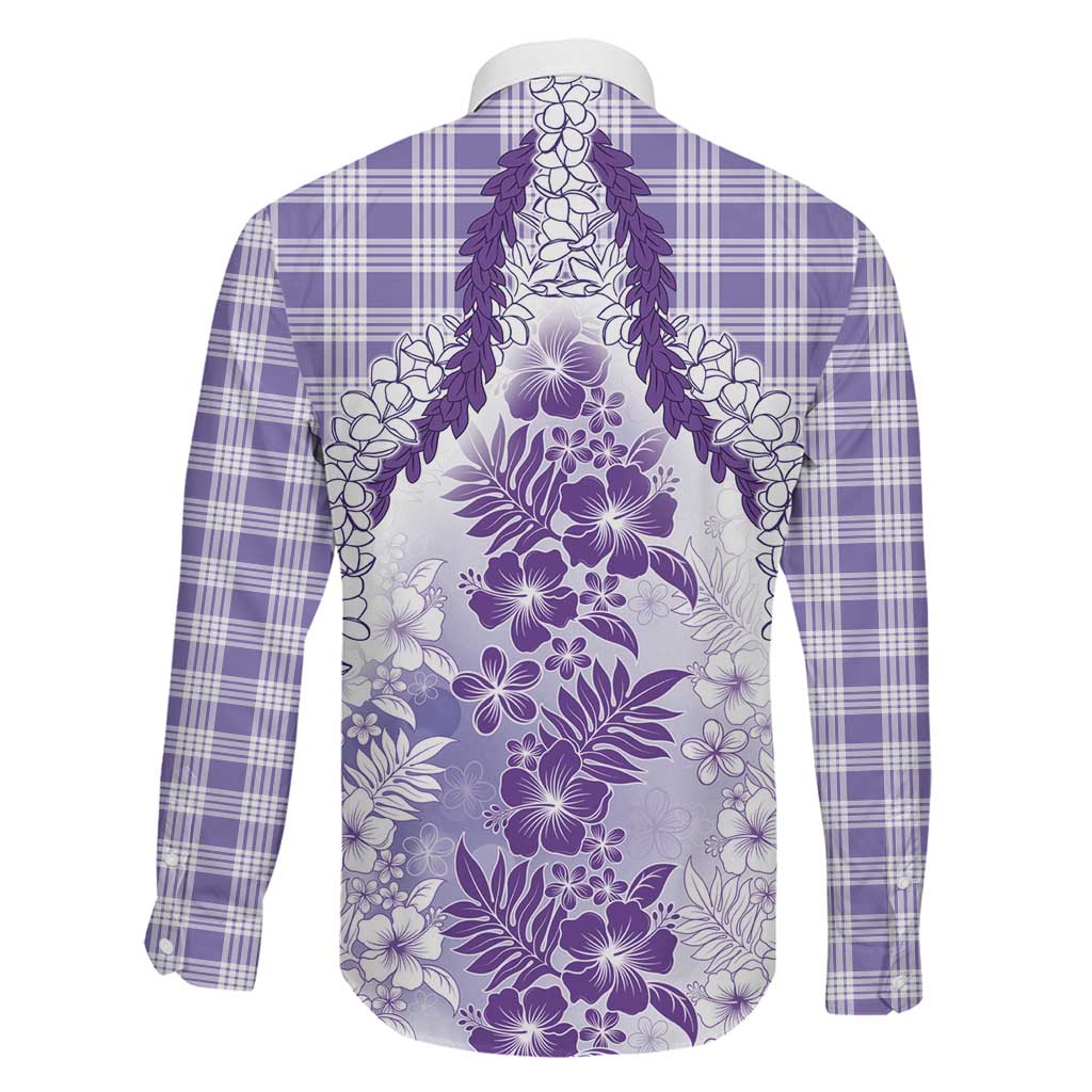 Aloha Hawaii Palaka Family Matching Mermaid Dress and Hawaiian Shirt Purple Plumeria Lei LT05 - Polynesian Pride