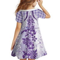 Aloha Hawaii Palaka Family Matching Off Shoulder Maxi Dress and Hawaiian Shirt Purple Plumeria Lei LT05 - Polynesian Pride
