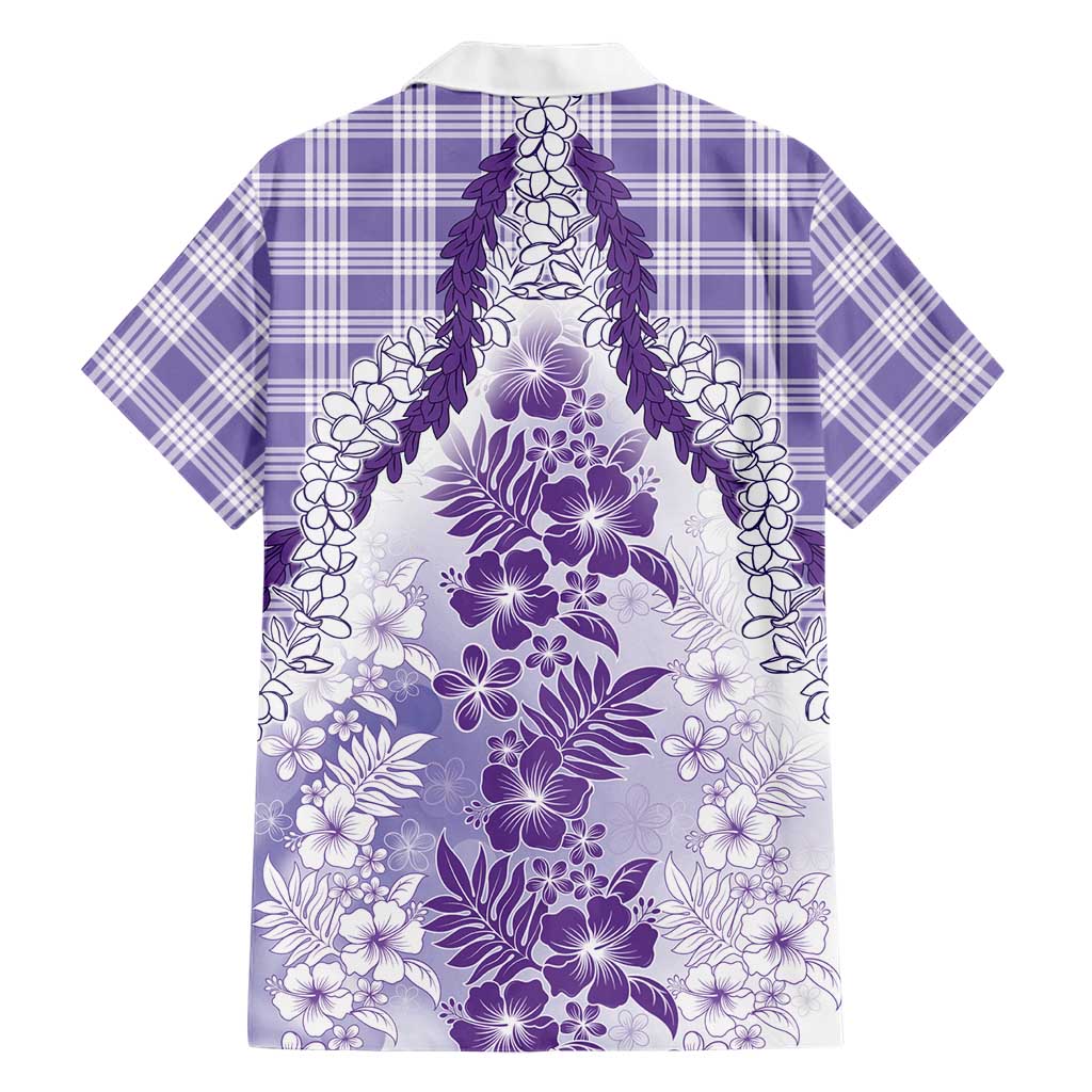 Aloha Hawaii Palaka Family Matching Puletasi and Hawaiian Shirt Purple Plumeria Lei LT05 - Polynesian Pride
