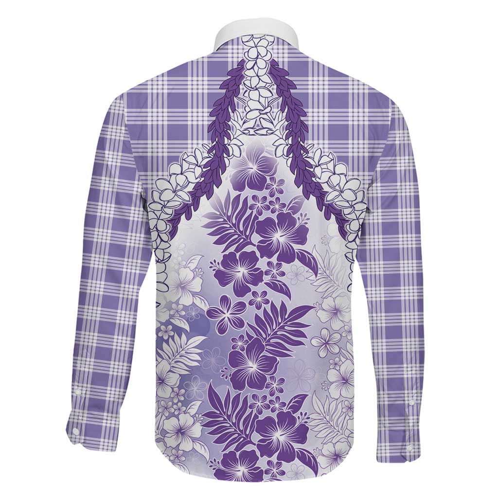 Aloha Hawaii Palaka Family Matching Puletasi and Hawaiian Shirt Purple Plumeria Lei LT05 - Polynesian Pride