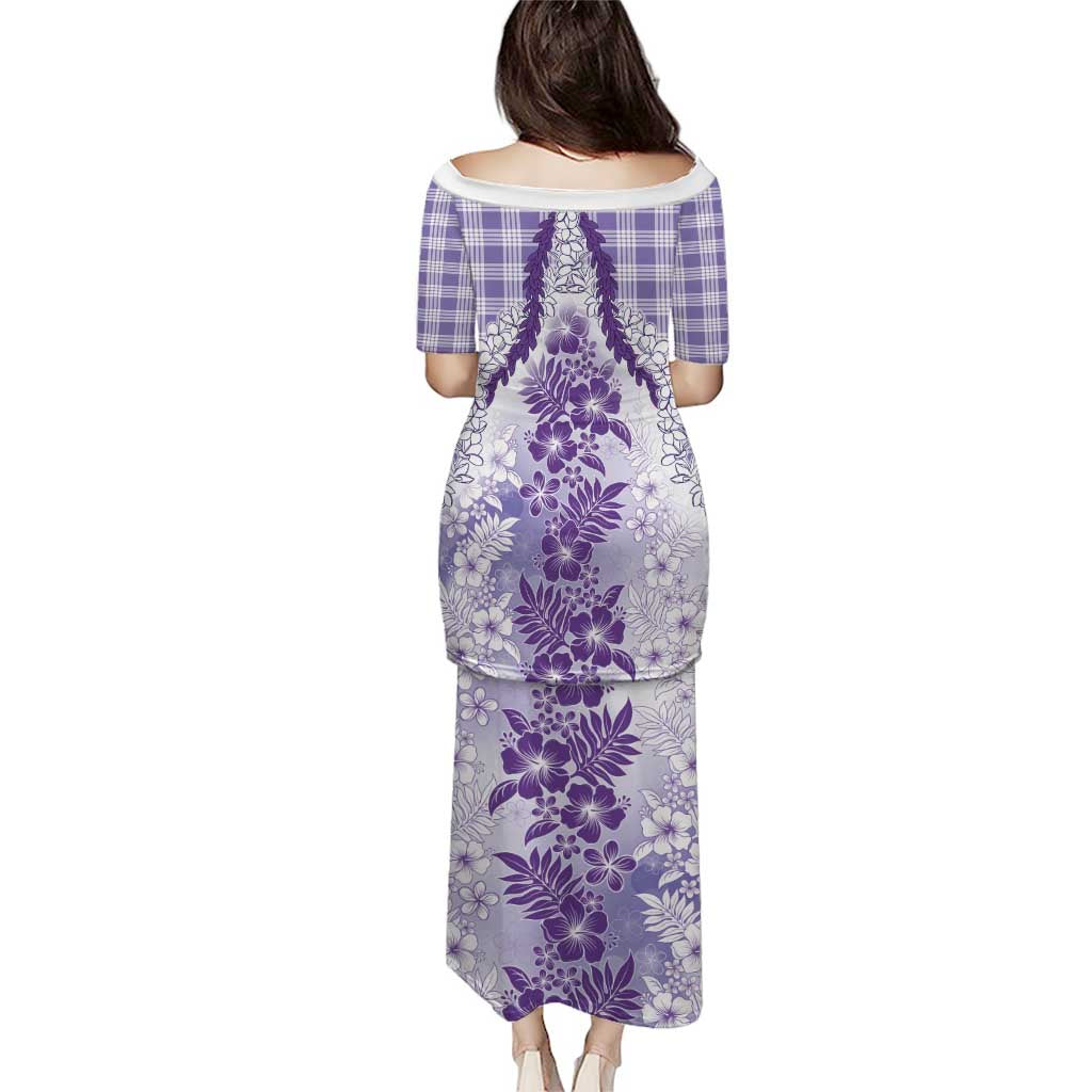 Aloha Hawaii Palaka Family Matching Puletasi and Hawaiian Shirt Purple Plumeria Lei LT05 - Polynesian Pride