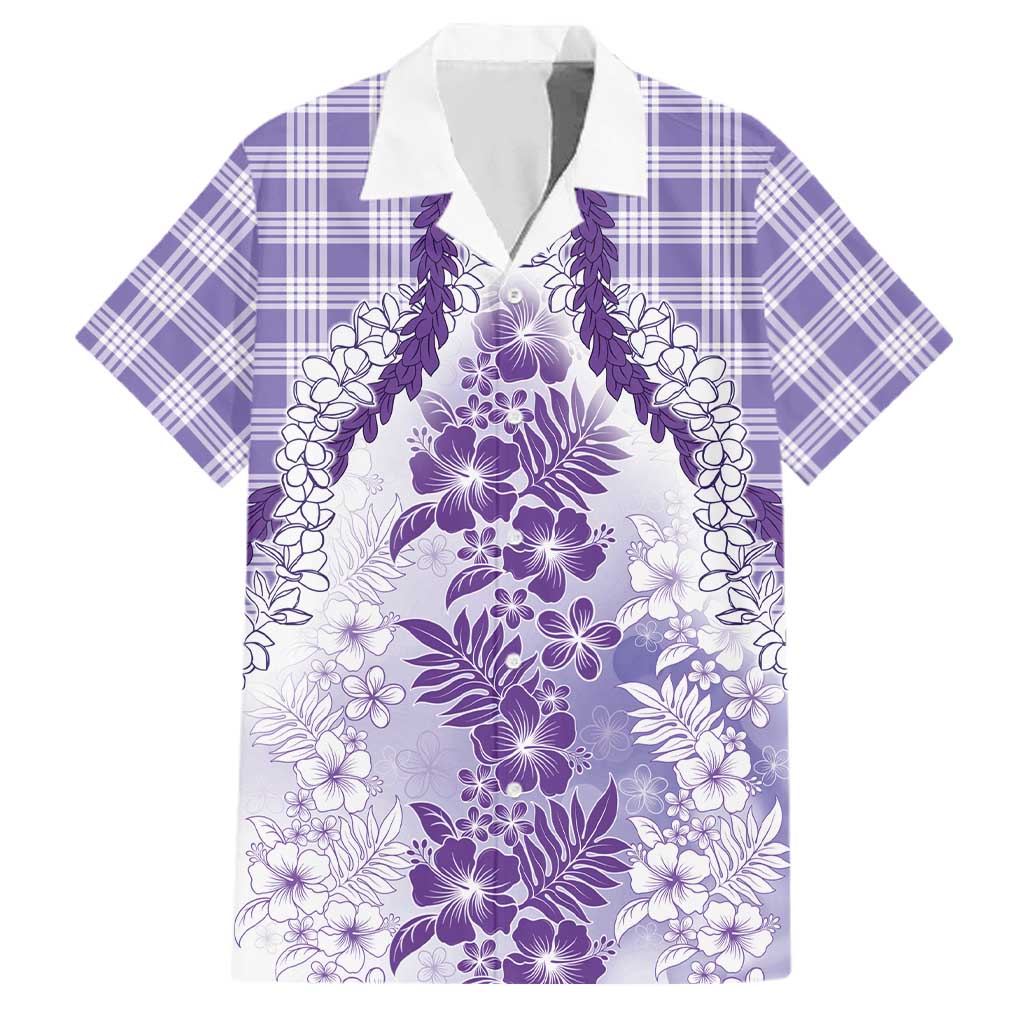Aloha Hawaii Palaka Family Matching Summer Maxi Dress and Hawaiian Shirt Purple Plumeria Lei LT05 Dad's Shirt - Short Sleeve Purple - Polynesian Pride