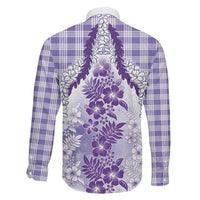 Aloha Hawaii Palaka Family Matching Summer Maxi Dress and Hawaiian Shirt Purple Plumeria Lei LT05 - Polynesian Pride