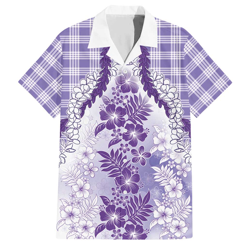 Aloha Hawaii Palaka Hawaiian Shirt Purple Plumeria Lei - Polynesian Pride