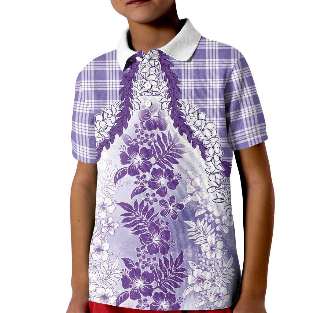 Aloha Hawaii Palaka Kid Polo Shirt Purple Plumeria Lei LT05 Kid Purple - Polynesian Pride
