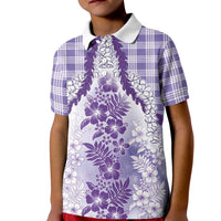 Aloha Hawaii Palaka Kid Polo Shirt Purple Plumeria Lei LT05 Kid Purple - Polynesian Pride