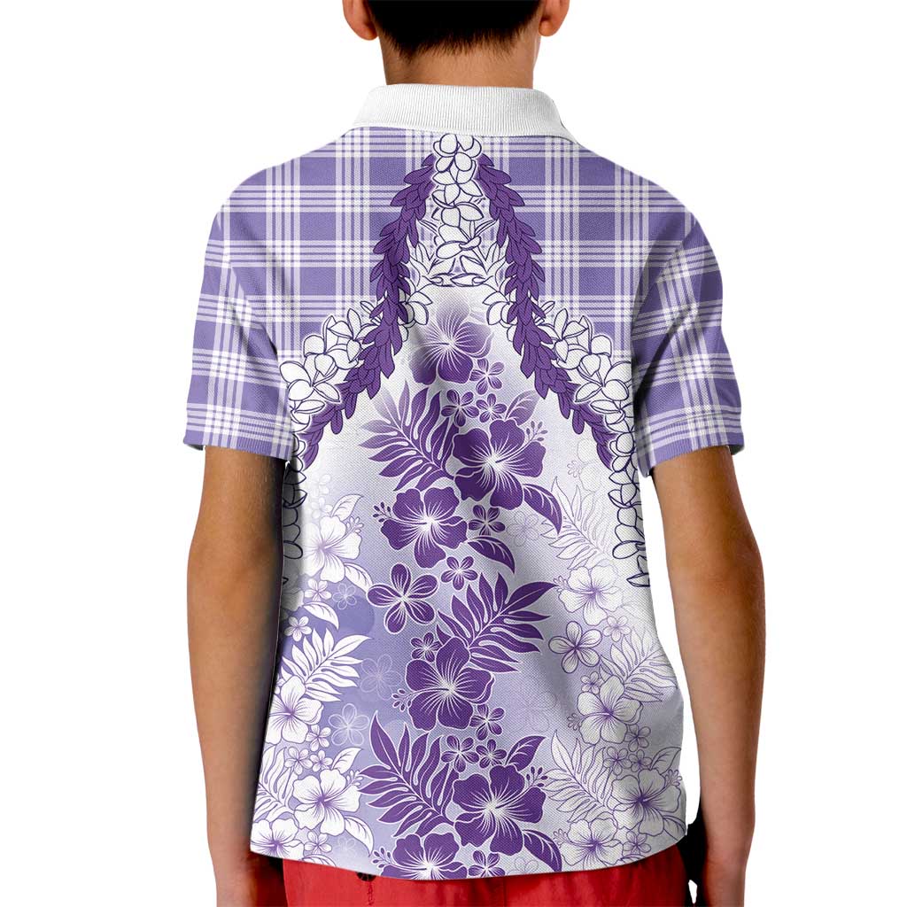 Aloha Hawaii Palaka Kid Polo Shirt Purple Plumeria Lei LT05 - Polynesian Pride