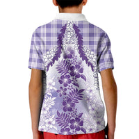 Aloha Hawaii Palaka Kid Polo Shirt Purple Plumeria Lei LT05 - Polynesian Pride