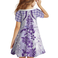 Aloha Hawaii Palaka Kid Short Sleeve Dress Purple Plumeria Lei - Polynesian Pride
