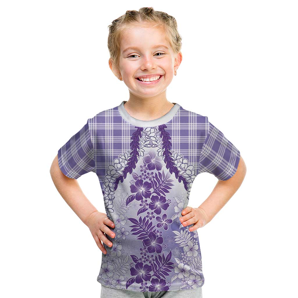 Aloha Hawaii Palaka Kid T Shirt Purple Plumeria Lei - Polynesian Pride
