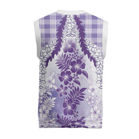 Aloha Hawaii Palaka Christmas Knitted V-Neck Vest Purple Plumeria Lei - Polynesian Pride
